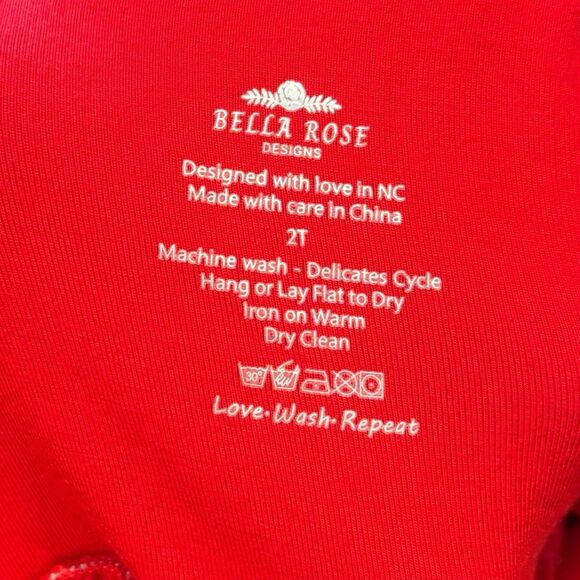 Bella Rose 2T  Christmas Holiday Bodysuit Dress Red Blue Snowflake LS Romper - Picture 4 of 4